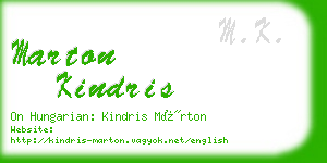 marton kindris business card